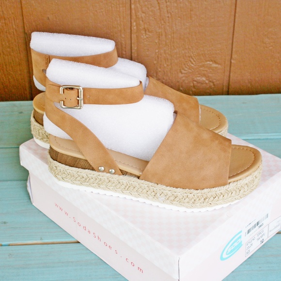 SODA Topic Sandals Espadrille Natural Brown NEW - Picture 4 of 6